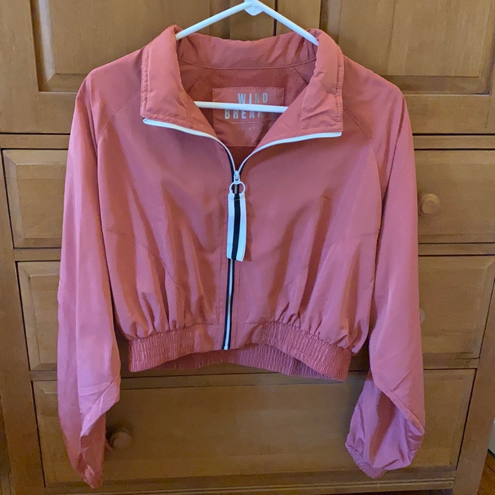 Love Tree Dusty Rose Cropped Windbreaker Jacket
